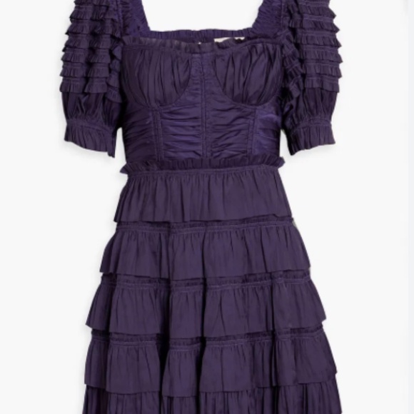 Lucette Tiered Satin Mini Dress (US 8) - Picture 3 of 4